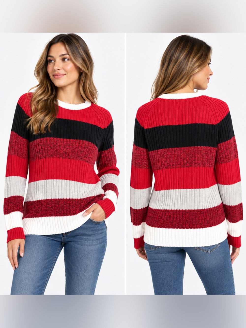Calvin Klein Jeans cotton wool Ribbed Striped Crewneck Sweater XL